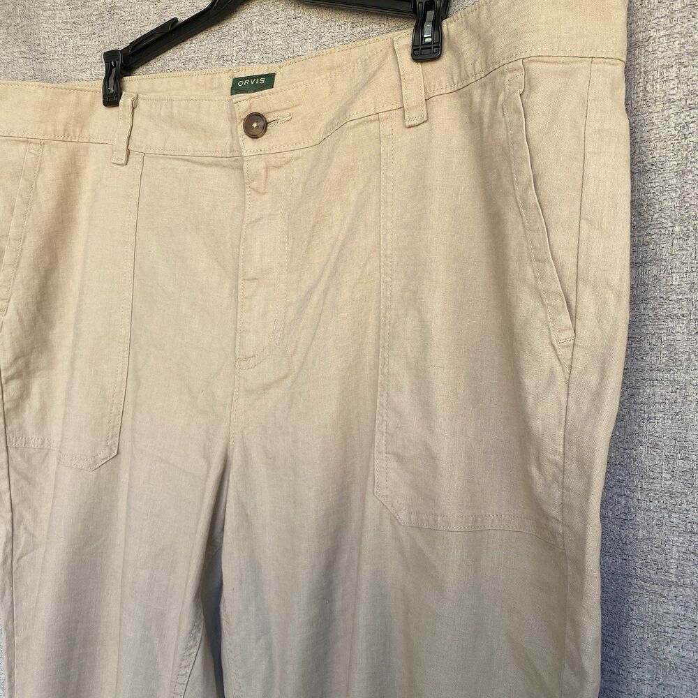 Orvis Linen Sorona Pants Womens 20 Beige Wide Leg Beach Summer Casual Stretch